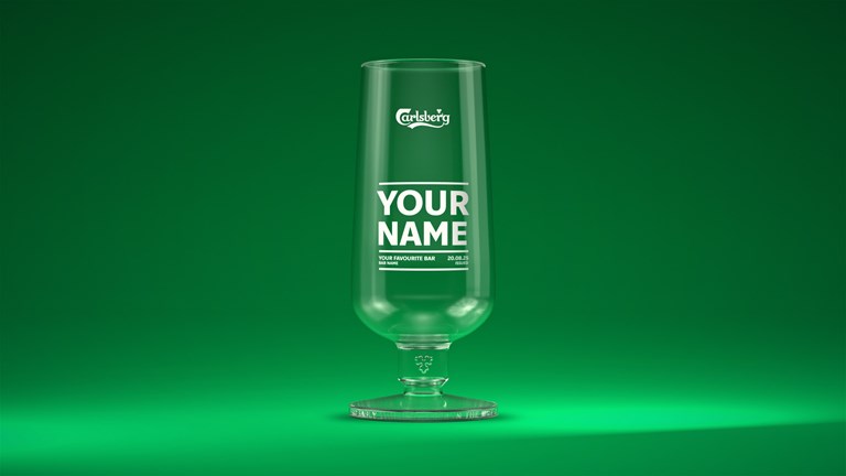 Mock up of the engraved Carlsberg glass