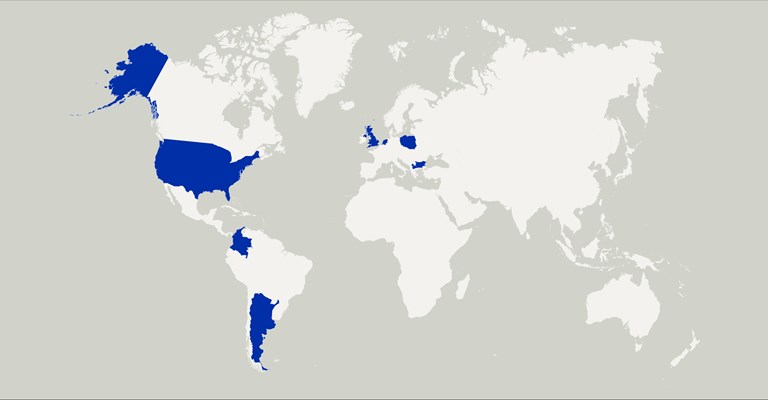 Kin + Carta presence on a world map