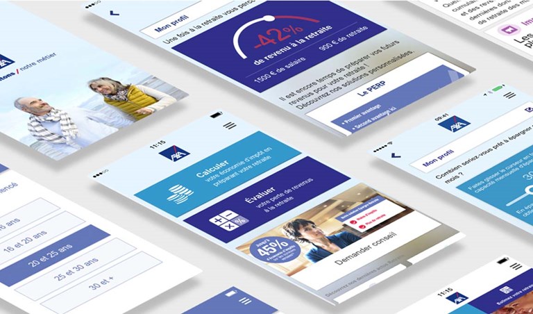 Mockup of AXA retirement plan mobile pages