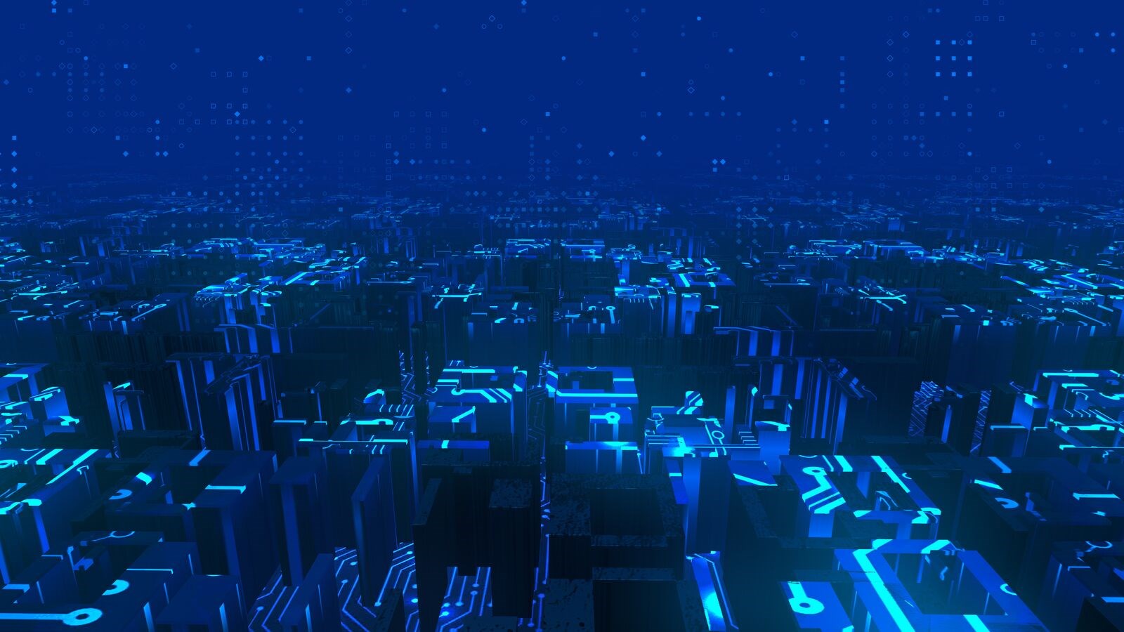 Visual representation of a digital cityscape inside the metaverse