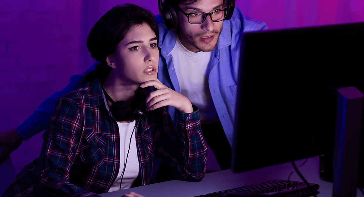 two people by computer