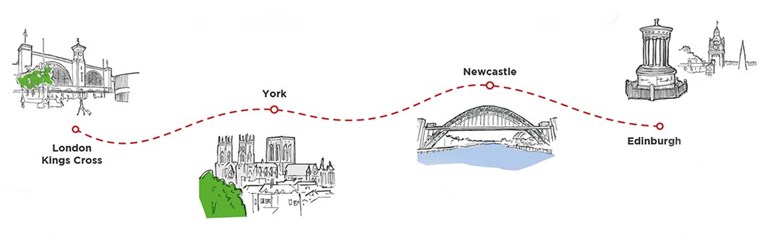 Sketches of London Kings Cross, York, Newcastle and Edinburgh