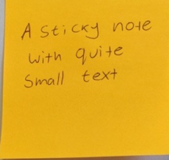sticky note with small text