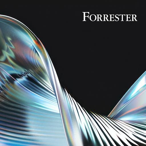 Abstract digital art showing fluid, iridescent wave forms representing innovation, AI, and digital transformation trends.