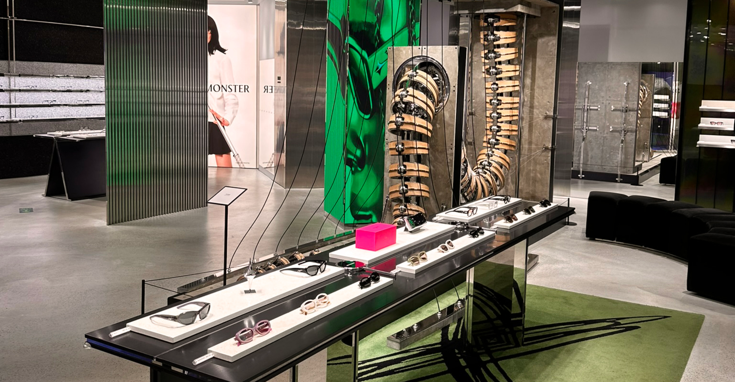 Luxury store in Asia with sleek displays, upscale client experience