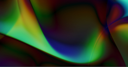 Abstract digital image with flowing, gradient shapes blending dark green, blue, and warm hues of yellow, orange, and red, creating a smooth, fluid pattern