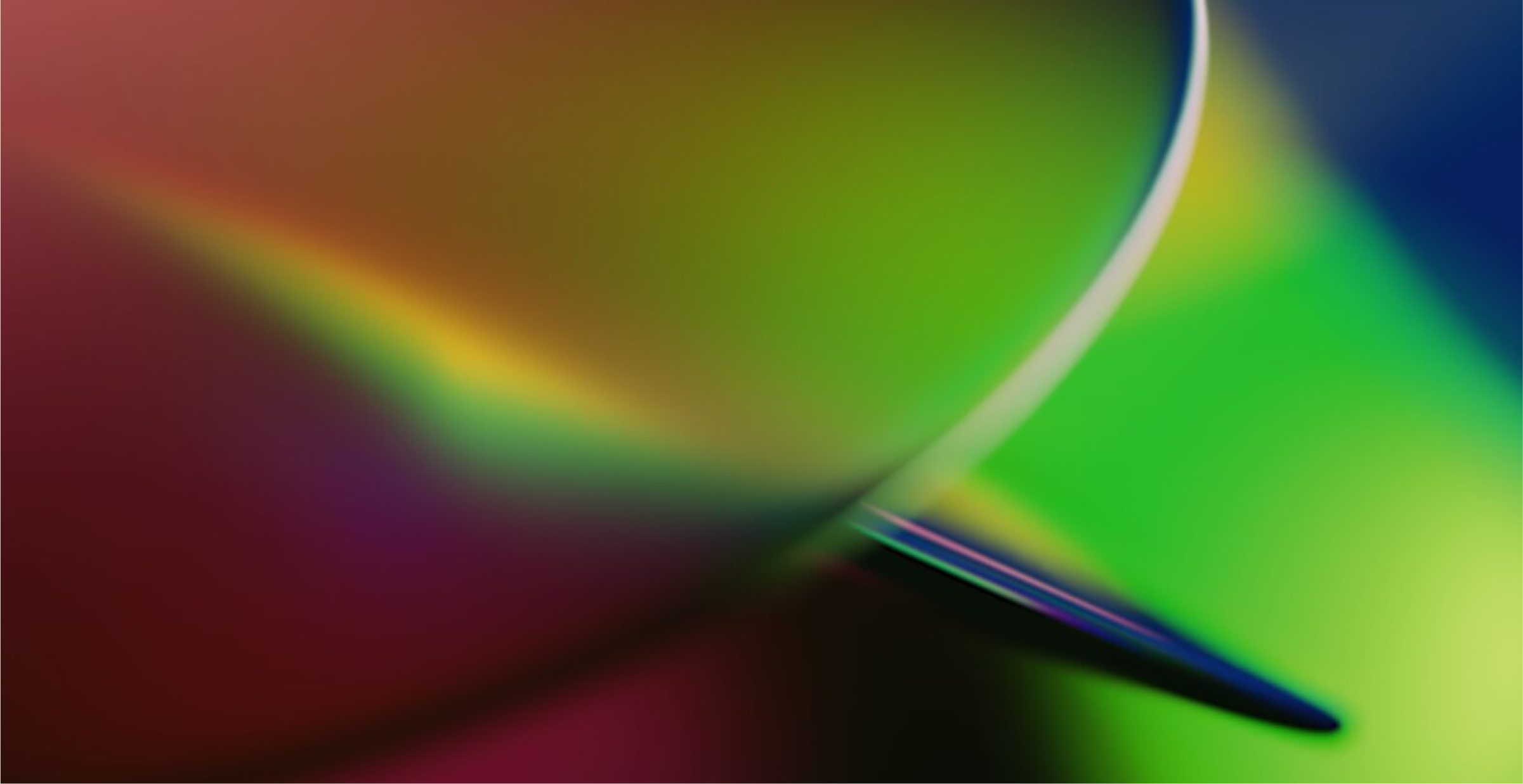 An abstract image featuring a smooth blend of vibrant colors, including green, yellow, purple, and red. The colors transition seamlessly, creating a gradient effect with soft, curved lines. The design has a dynamic, fluid feel, evoking a sense of motion and energy. The image is visually striking, with a modern and futuristic aesthetic, suitable for representing innovation or creative concepts.