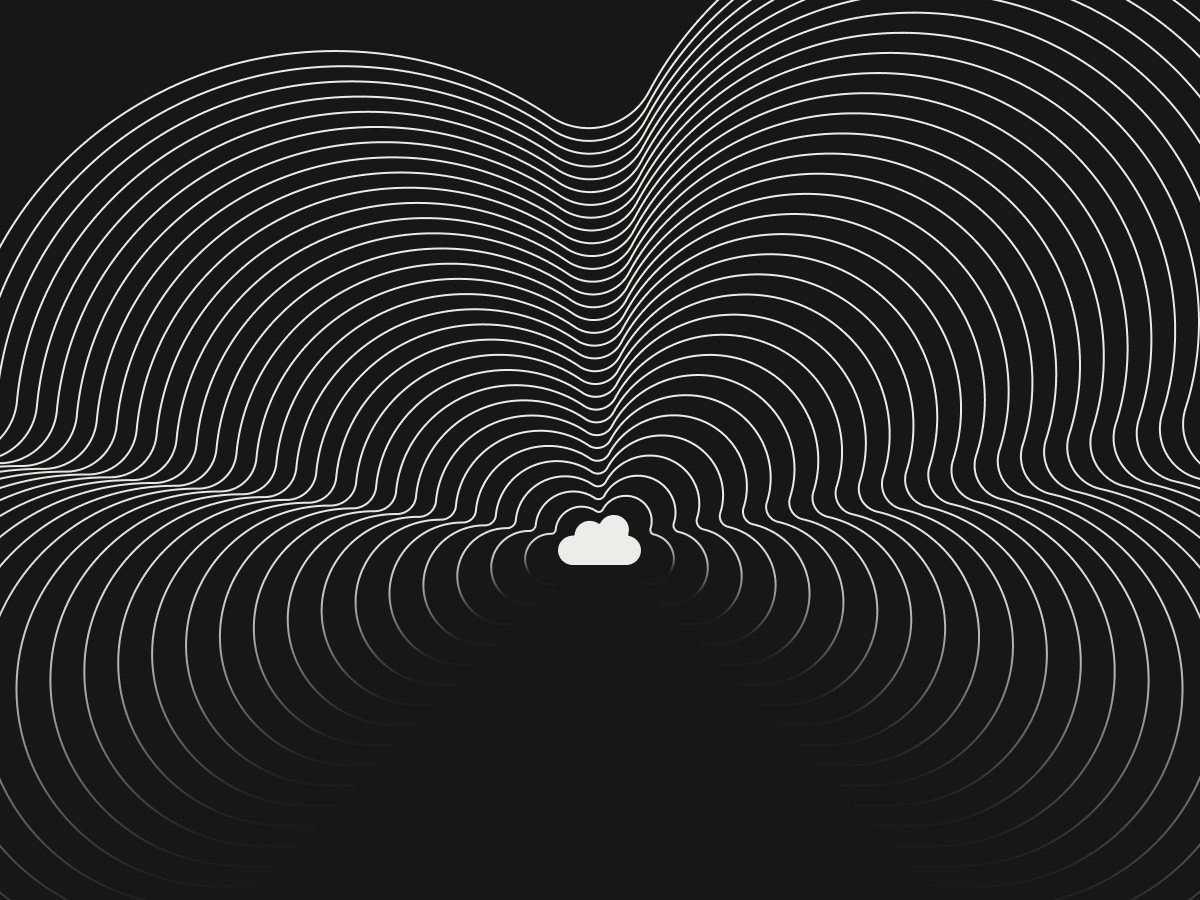 Black and white illustration of a fluffy cloud with soft edges, set against a plain background.  