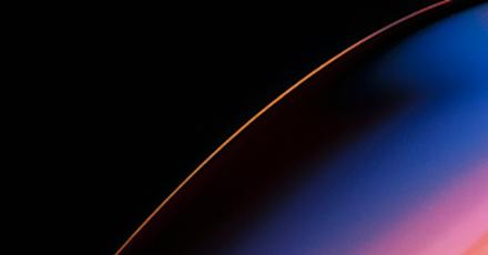 Abstract digital artwork featuring a glowing curved line transitioning from orange to pink and blue against a dark background, creating a futuristic and sleek visual effect.