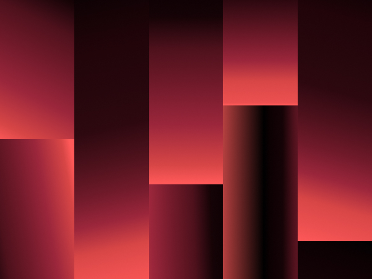 A digital abstract artwork featuring a geometric composition with red and black gradient patterns. The design consists of vertical and rectangular segments with smooth lighting transitions, creating a futuristic and data-driven aesthetic.