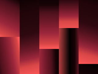 A digital abstract artwork featuring a geometric composition with red and black gradient patterns. The design consists of vertical and rectangular segments with smooth lighting transitions, creating a futuristic and data-driven aesthetic.