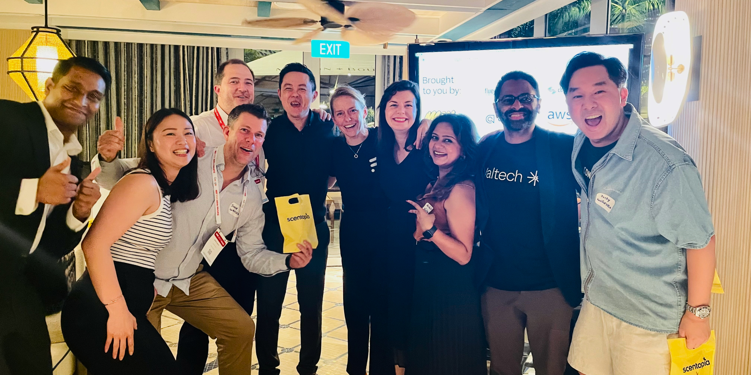 Image of a group of people, including Valtech colleagues, at NRF APAC conference