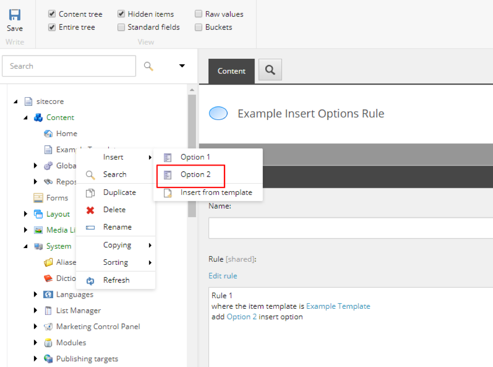 context menu