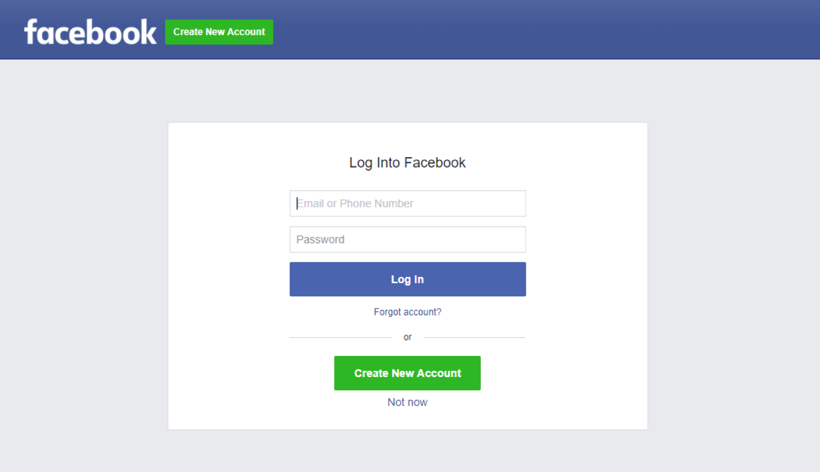 fb login page