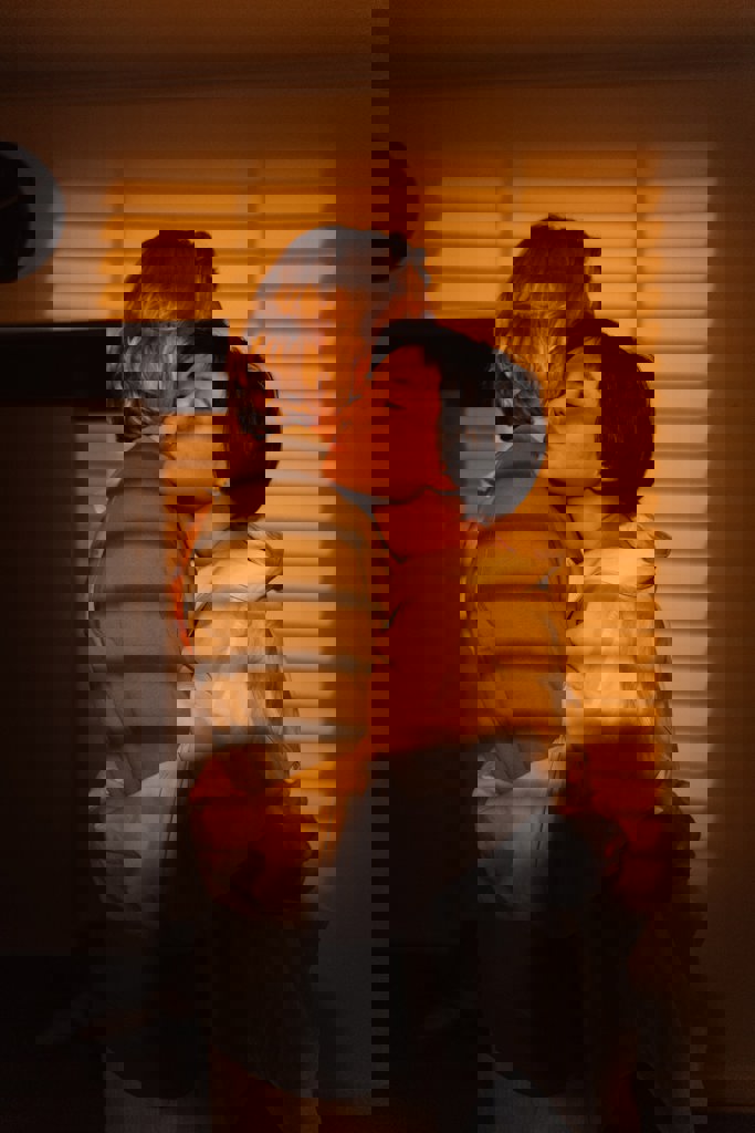 Couple embrace