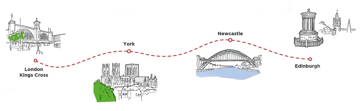 Sketches of London Kings Cross, York, Newcastle and Edinburgh