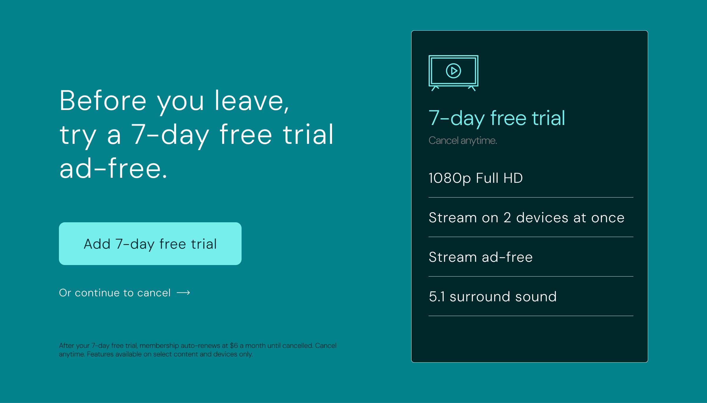 Free trial invitation with explanation of multiple offerings
