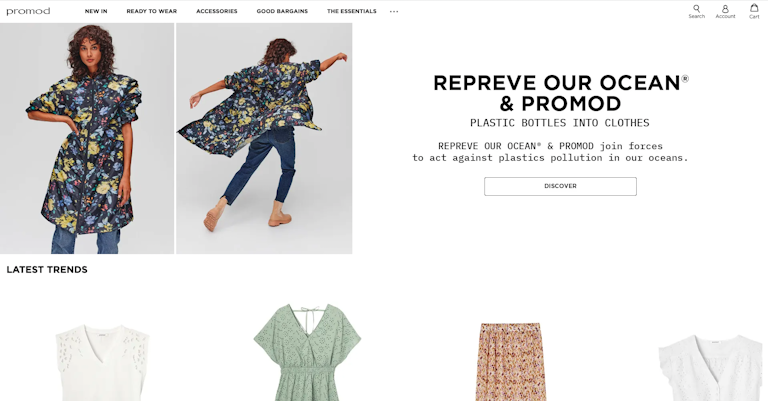A screen shot of a web page selling female clothing
