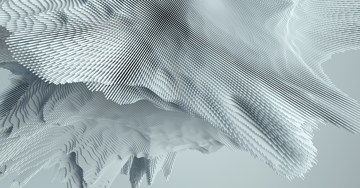 3D abstract wave of metallic rods forming a fluid, data-like structure, symbolizing digital transformation, tech innovation, and computational design.