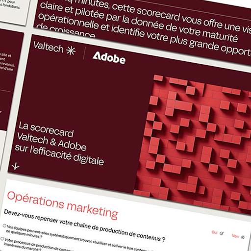 Adobe's website displayed on a computer screen, showcasing its design and features.