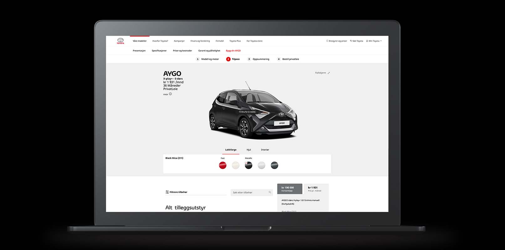 Mock up of Toyota.com