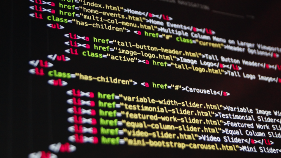 Image of code in screen